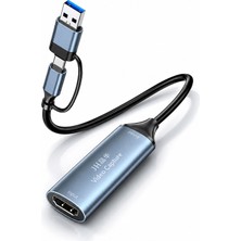 Jinghua USB Type-C Çift Başlıklı Video Yakalama Kartı, 4K@30Hz HDMI Giriş 1080P Çıkış, Canlı Yayın Toplantı Oyun Kayıt Aparatı, Usb-C Usb-A Uyumlu, Tak Çalıştır Z817