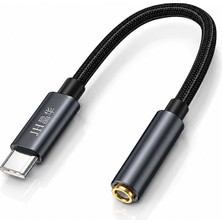 Jinghua Type-C - 3.5mm Kulaklık Dönüştürücü, Dijital Dac Çipli Hi-Res Ses Adaptörü, Telefon Tablet Bilgisayar Uyumlu, Metal Gövde, Naylon Örgülü, Parazit Önleyici A551