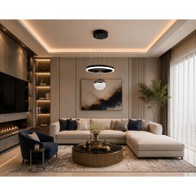 UltraMint Modern Siyah Sarkıt Avize, 3 Renk Yanabilen, Şık ve Şık Tasarım