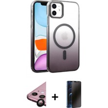 Marsilyan™- iPhone 11 Kılıf Ahenk Doku Özel Seri - Siyah 3D Antistatik Hayalet Cam Ekran Koruyucu + Raze Metal Kamera Lens - Sh