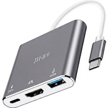 Jinghua Type-C HDMI USB 3.0 Pd Hub Adaptör, 3ü 1 Arada Çoklayıcı, 4K Görüntü Aktarımı, 65W Pd Hızlı Şarj, MacBook Laptop Telefon Uyumlu, Alüminyum Gövde Z330