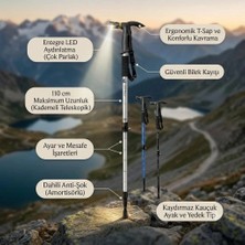 PratikBir LED Işıklı & Amortisörlü Teleskopik Yürüyüş Batonu | 110 cm