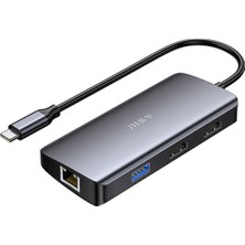 Jinghua Type-C 7si 1 Arada USB Hub Docking Station, 4K 60Hz Hdmı, Gigabit Ethernet, Pd 100W Şarj, 3 USB 3.0 Port, Çift Ekran Destekli MacBook Laptop Adaptörü N850