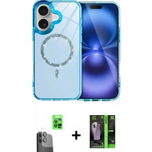 Pileli Store Pilelistore™ iPhone 16 Kılıf Kıvılcım Form Prime - Şeffaf 360 Full Body Arka Koruyucu + Raze Metal Kamera Lens - Sh