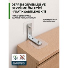 ePhase 5 Set Küçük Boy Deprem Güvenliği Kendinden Yapışkanlı 55X55MM Mobilya Eşya Dolap Sabitleme Aparatı