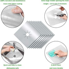 Plus Moda 8 Adet Gazlı Ocak Brülor Koruma Pedi, Yeniden Kullanılabilir Gazlı Ocak Üst Kapakları, Mutfak Için, Kesilebilir, Kolay Temizlenebilir, Boyut 27 * 27 cm (Gri)