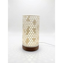 3D Tasarım Petek Desenli Dekoratif Gece Lambası - 20 cm Modern Masa Lambası - 5V Adaptörlü