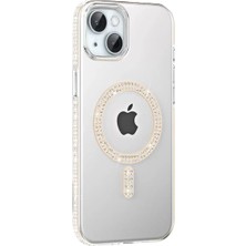 Derin Stok Iphone 14 Move Taşlı Magsafe Kapak - Pembe