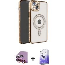 Marsilyan™- iPhone 14 Kılıf Zirve Doku Prime - Siyah Bilvis 5in1 5d Magic Hayalet Cam Ekran Koruyucu + Raze Metal Kamera Lens - Kı