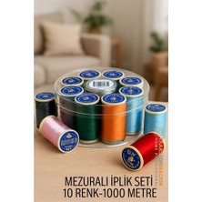 Aslanoğlu Store Mey Ithalat® Dikiş Ipliği Seti - 10 Renk 1000 mt Kutulu Mezuralı Dikiş Seti 722075