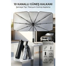 Aslanoğlu Store Mey Ithalat® Şemsiye Tipi Araç Güneşliği, Katlanabilir Oto Ön Cam Güneşlik, 10 Telli Uv Korumalı 72