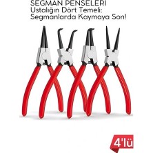Aslanoğlu Store Mey Ithalat® Profesyonel 4'lü Segman Pensesi Seti | 18 cm | Iç Dış Eğri Düz Uçlu Yaylı Pense Takımı
