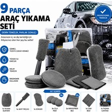 Meyzone 9 Parça Araba Yıkama Detay Seti Yıkama Eldiveni Cam Kurulama Bezi Cila Pedi Yıkama Süngeri Set