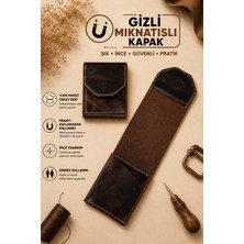 Wibego %100 Hakiki Crazy Deri Para Portföyü, Gizli Mıknatıslı Kapaklı Minimalist Kartlıklı Cüzdan, Ince Tasarım Erkek Kadın Unisex Cep Cüzdanı