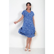 By Saygı Kadın Italyan Cotton Spiral Desenli Astarlı Kısa Elbise