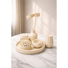 Gizem Design Products Krem Dekoratif Vazo Seti