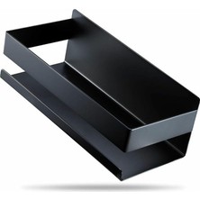 MarkEntegra Mallart® Siyah Paslanmaz Metal Banyo Rafı - 3m Yapışkanlı Duş Rafı ve Mutfak Düzenleyici Organizer - Matkap Gerektirmeyen Kolay Montaj
