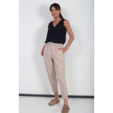By Saygı Kadın Beli Lastikli Cepli Italyan Cotton Lyocell Şalvar Pantolon