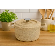 Lavonni Elexsus 20 cm 2.8 Lt.döküm Granit Derin Tencere Cappucıno Döküm Kapaklı Yapışmaz