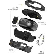 Plus Moda Caseonn Kılıf Güvenlik Kilitli Military Tank Siyah Siyah Galaxy Buds Fe - Buds Core ile Uyumlu
