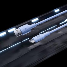 Plus Moda 66W Usb-A To USB Type-C Silikon Hızlı Şarj ve Data Kablosu Mavi 1 Metre