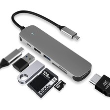 Plus Moda USB C Hub, USB C Adaptörü 6 In 1 USB 3.0 Bağlantı Noktası, Usb-C Bağlantı Noktası/pd, 4K HDMI ve Sd/tf Kart Okuyucu, MacBook Pro/air Dizüstü Bilgisayarlar ve Diğer Tip-C Cihazlarla Uyumlu Yerleştirme