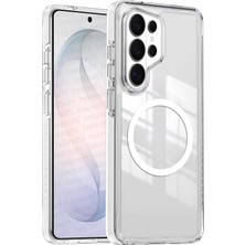 Plus Moda Galaxy S26 Ultra Için Serisi ile Uyumlu Yükseltilmiş Lens Çerçeveli ve Renkli Şerit Kenarlı Ultra Güçlü Darbeye Dayanıklı Yumuşak Silikon Kılıf (Beyaz, Galaxy S26 Ultra)