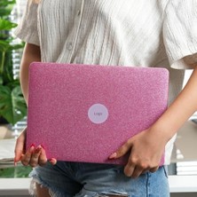 Plus Moda MacBook Pro 13 Inç M1 M2 Uyumlu Sert Kapak Kılıf | Simli Parlak Pembe Yüzey | Alt + Üst Kapak | 360° Çizilmeye Dayanıklı Açık Pembe