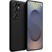 Plus Moda - S26 Ultra ile Uyumlu Galaxy Için Içi Kadife Kamera Korumalı Silikon A Kalite Lansman Kapak - Siyah