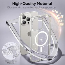 Plus Moda 16 Için Magshine Serisi Magsafe ile Uyumlu Göz Alıcı ve Şık Simli Arka Tasarım Yüksek Kalite Materyal Premium Hybrid Kılıf Kapak (Şeffaf, 16)