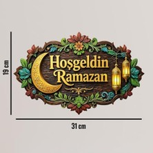 Plus Moda 31-19 cm Hoş Geldin Ramazan Dekorlu Ahşap Kapı Süsü, Ramazan Süsleri, Ramazan Tavan Süsü 2026