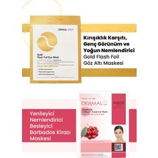 3 Katmanlı Gold Göz Maskesi ve Yenileyici, Nemlendirici, Besleyici Barbados Kirazı Özlü Kolajen Maske Seti 2 Adet