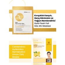 3 Katmanlı Gold Göz Maskesi ve Aydınlatıcı, Destekleyici ve Nemlendirici Limon Özlü Kolajen Maske Seti
