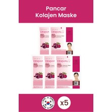 Dermal Pürüzsüzleştirici, Arındırıcı, Nemlendirici Pancar Özlü Kolajen Maske 23 gr 5 Adet