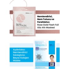 Dermal 3 Katmanlı Rose Göz Maskesi ve Aydınlatıcı Nemlendirici Sıkılaştırıcı Kolajen Maske Seti