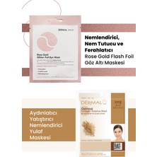 3 Katmanlı Rose Gold Göz Maskesi ve Aydınlatıcı, Sakinleştirici, Nemlendirici Yulaf Özlü Kolajen Maske Seti