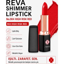 Reva Shimmer Lipstick High Risk Red - Işıltı Ruj - No: 904 - Vegan & Temiz Içerik