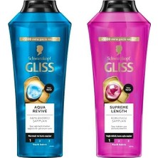 Plus Moda Gliss Aqua Revive ve Supreme Length Şampuan Seti (2X400ML)
