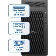 Dell Pro Max Tower T2 Core Ultra 9 285K 64GB Ecc Ram 512GB M.2 SSD Rtx 4500 32GB W11P Ws
