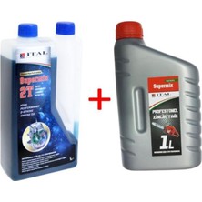 İtal Motorlu Testere Yağ Seti Maksi 1 Litre Süpermix 2 Zamanlı ve Zincir Yağı ile Mükemmel Yağlama
