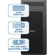 Dell Pro Max Tower T2 Core Ultra 9 285K 64GB Ecc Ram 512GB M.2 SSD Rtx Pro 5000 Blackwell 48 GB W11P Ws