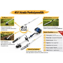 Bolat Benzinli Çoklu Kullanım Tırpan 1.6 Kw Çapa 2.2 Hp Çıt Kesme Dal Budama 51 cc  Devir 8400 Rpm Testere