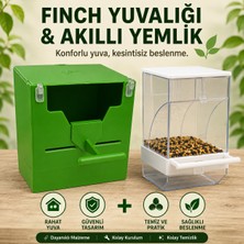 Finch Plastik Yuvalik 9,5 x 14 x 13 ( Yeşil V Agiz ) + Akıllı Yemlik