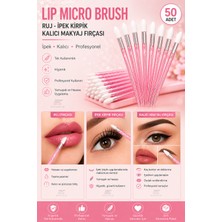 ERHCE Lip Brush Ruj, Ipek Kirpik , Kalıcı Makyaj Fırçası Micro Brush 50 Adet