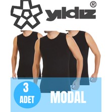Charm Yıldız 3'lü Premium Modal Erkek Sıfır Kol  Sıfır Yaka Atlet - Ipeksi Yumuşaklık ve Nefes Alabilir Iç Giyim