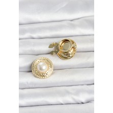 AyrStore Gold Renk Incili Model Düğme Veya Manşet Broşu