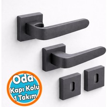 Nzb Kare Rozetli Oda Kapı Kolu Siyah Sağa Sola Uygun Iç Dış Ev Kapısı Kolları Kilitlenebilir 1 Takım