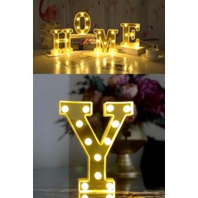 Patladı Gitti Dekoratif LED Işıklı Büyük Boy 3D Y Harfi Gold Renk 22 cm Uzunluk Ölçüsü ile Doğum Günü Kutlama