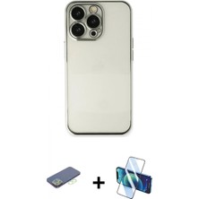 Pileli Store Pilelistore™ iPhone 13 Pro Kılıf Vadi Minimal - Siyah 3D Antistatik Seramik Nano Ekran Koruyucu + Renkli Kamera Lens Koruma Cam - Yl
