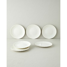English Home Wave Porselen 6'lı Pasta Seti 20 cm Beyaz